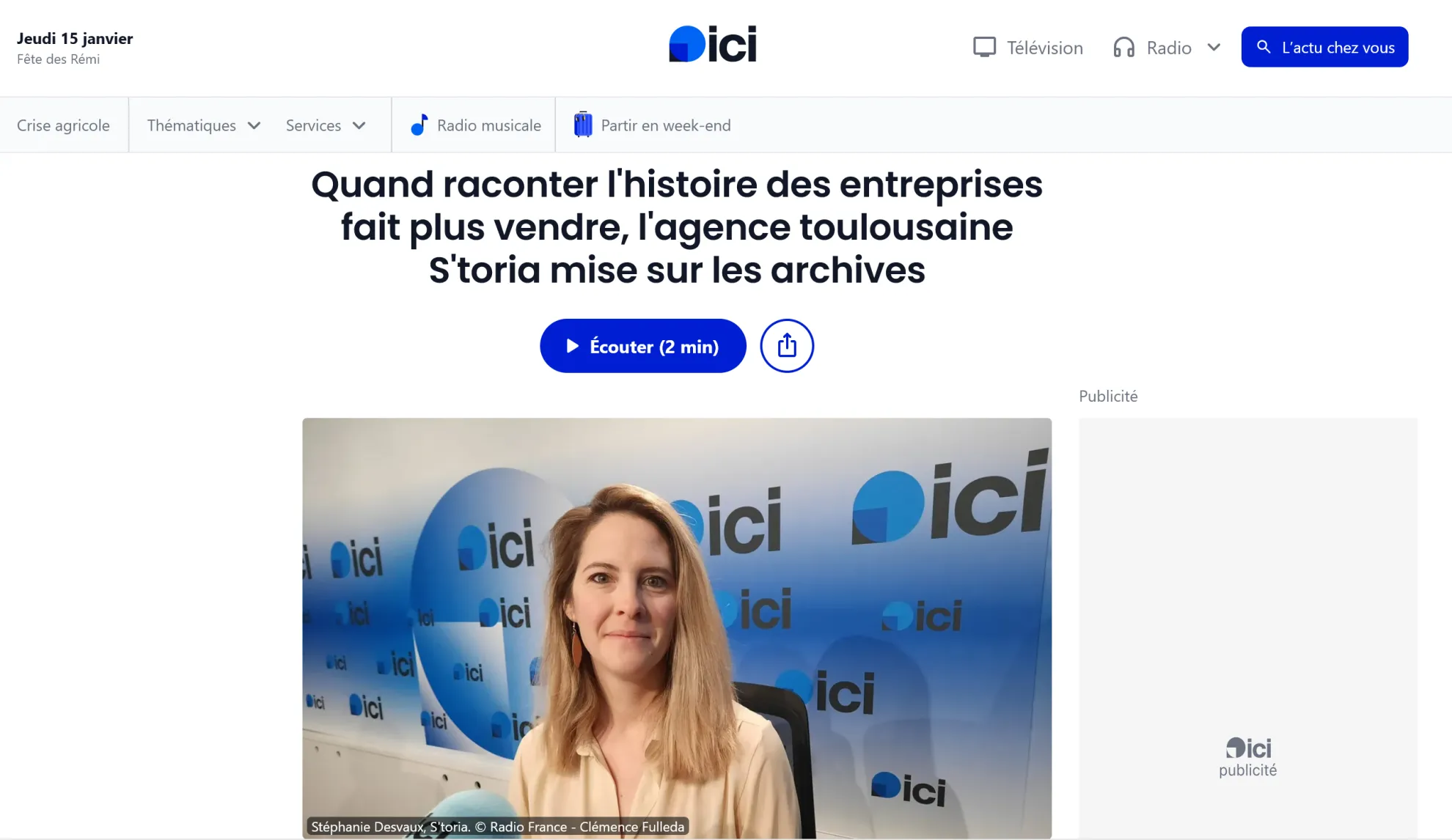 extrait de l'article publié sur Ici Occitanie à propos de S'toria