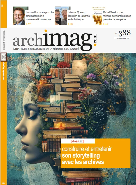 Couverture du magazine Archimag représentant une femme de profil dont la tête est emplie de livres